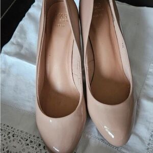 Elegant Nude Patent Leather Heels